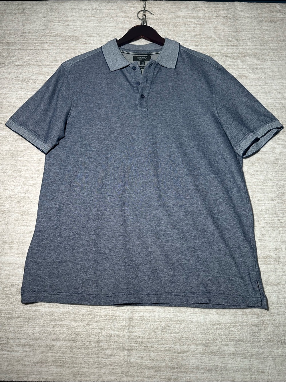 Nordstrom Men’s Heather Navy Polo with Contrast Collar